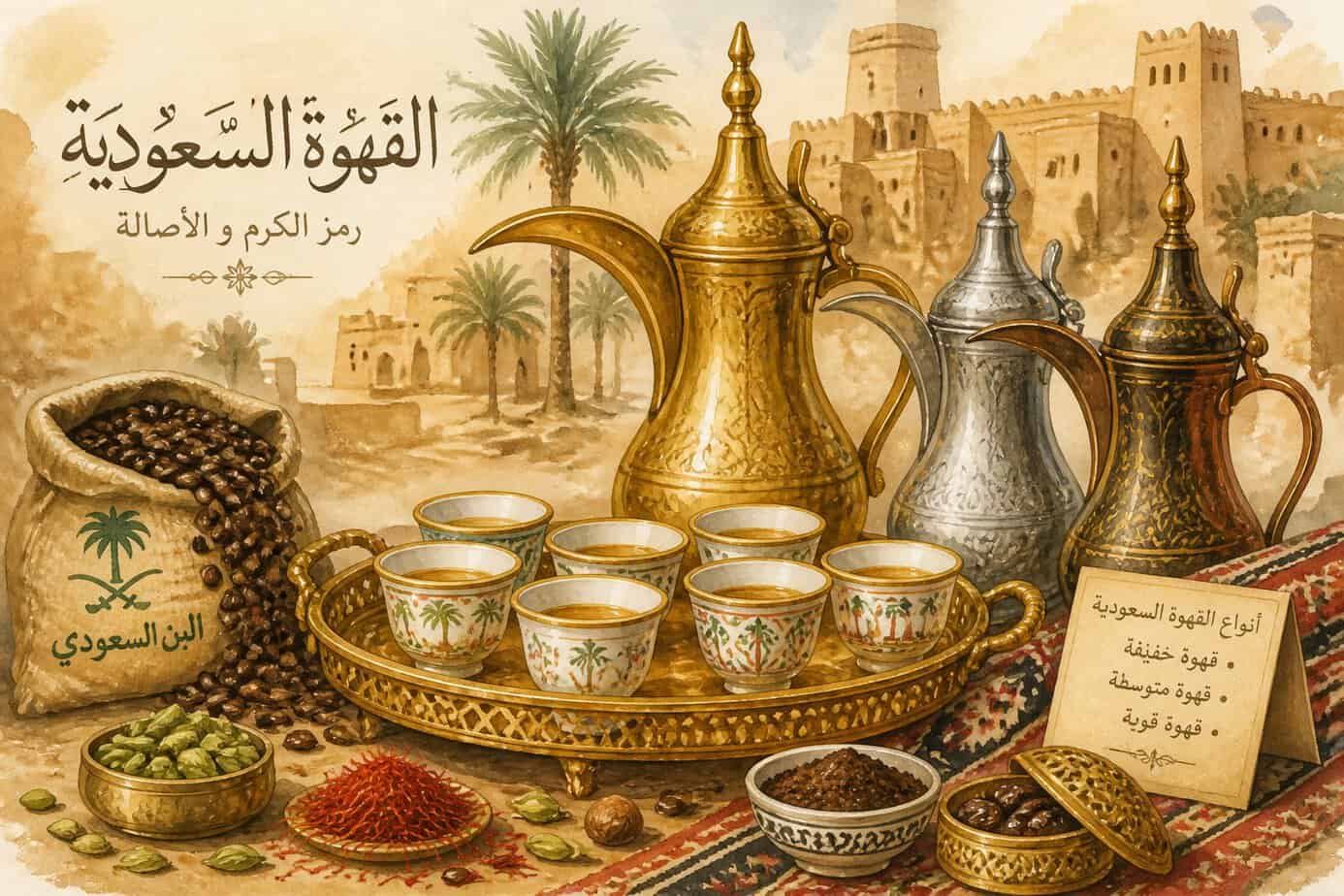 دلة وفناجين القهوة السعودية