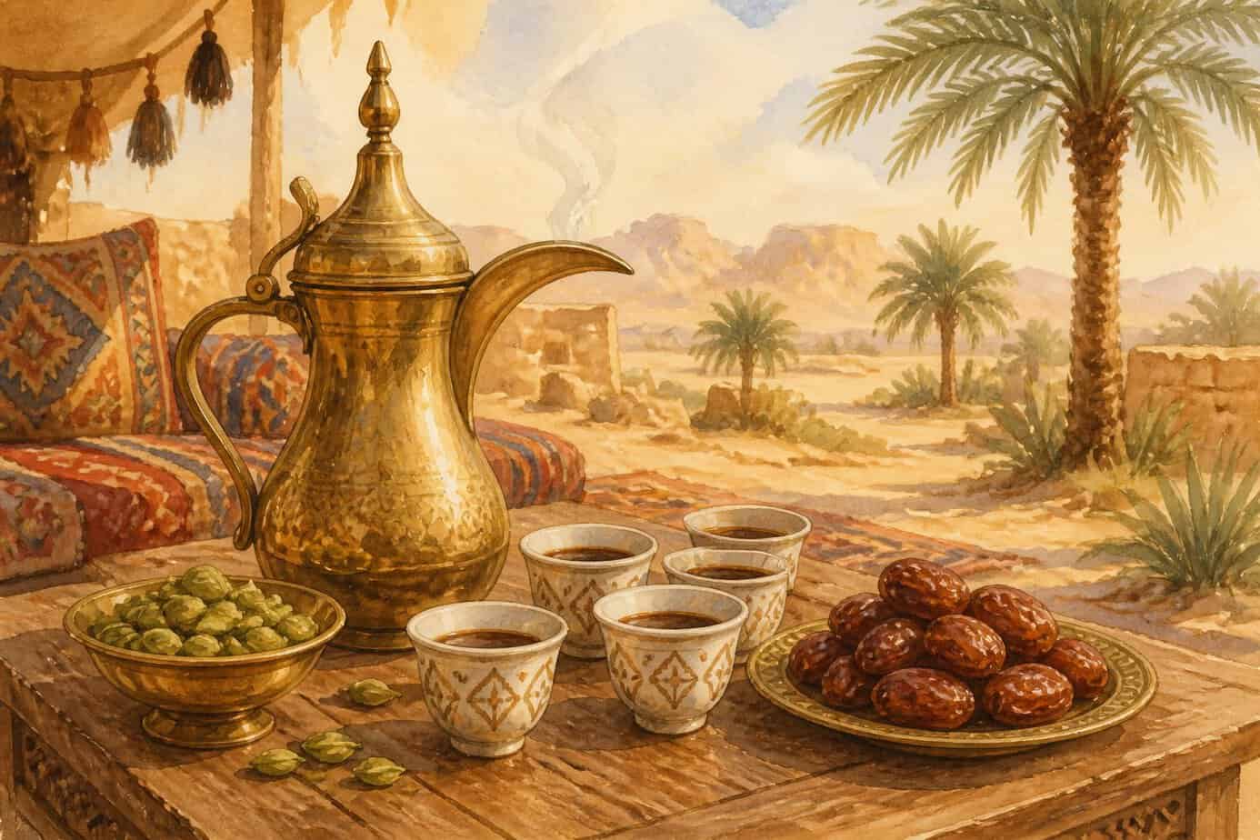 مكونات القهوة السعودية من هيل وزعفران
