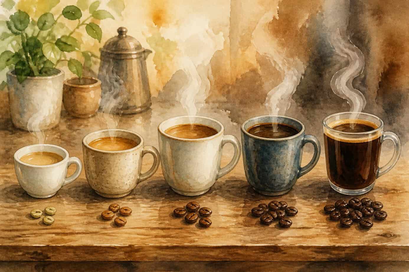 مقارنة الكافيين في مشروبات القهوة
